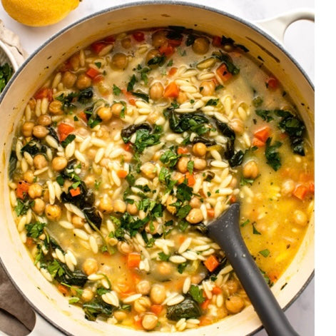 Chicken Sandwich + Lemon Chickpea Orzo Soup