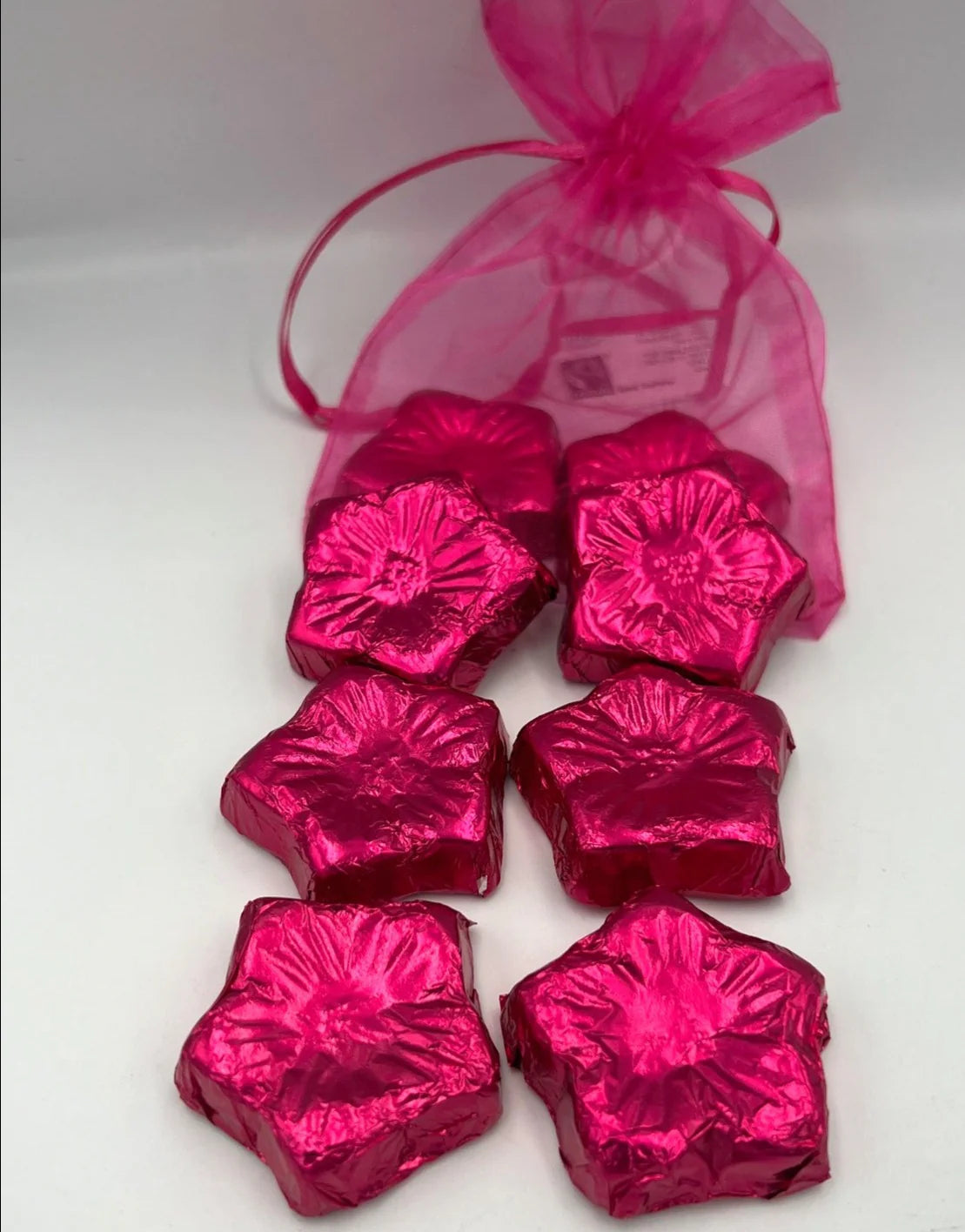 Pouch of Foil Wrapped Chocolate Flowers