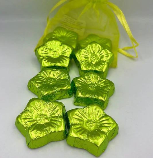 Pouch of Foil Wrapped Chocolate Flowers