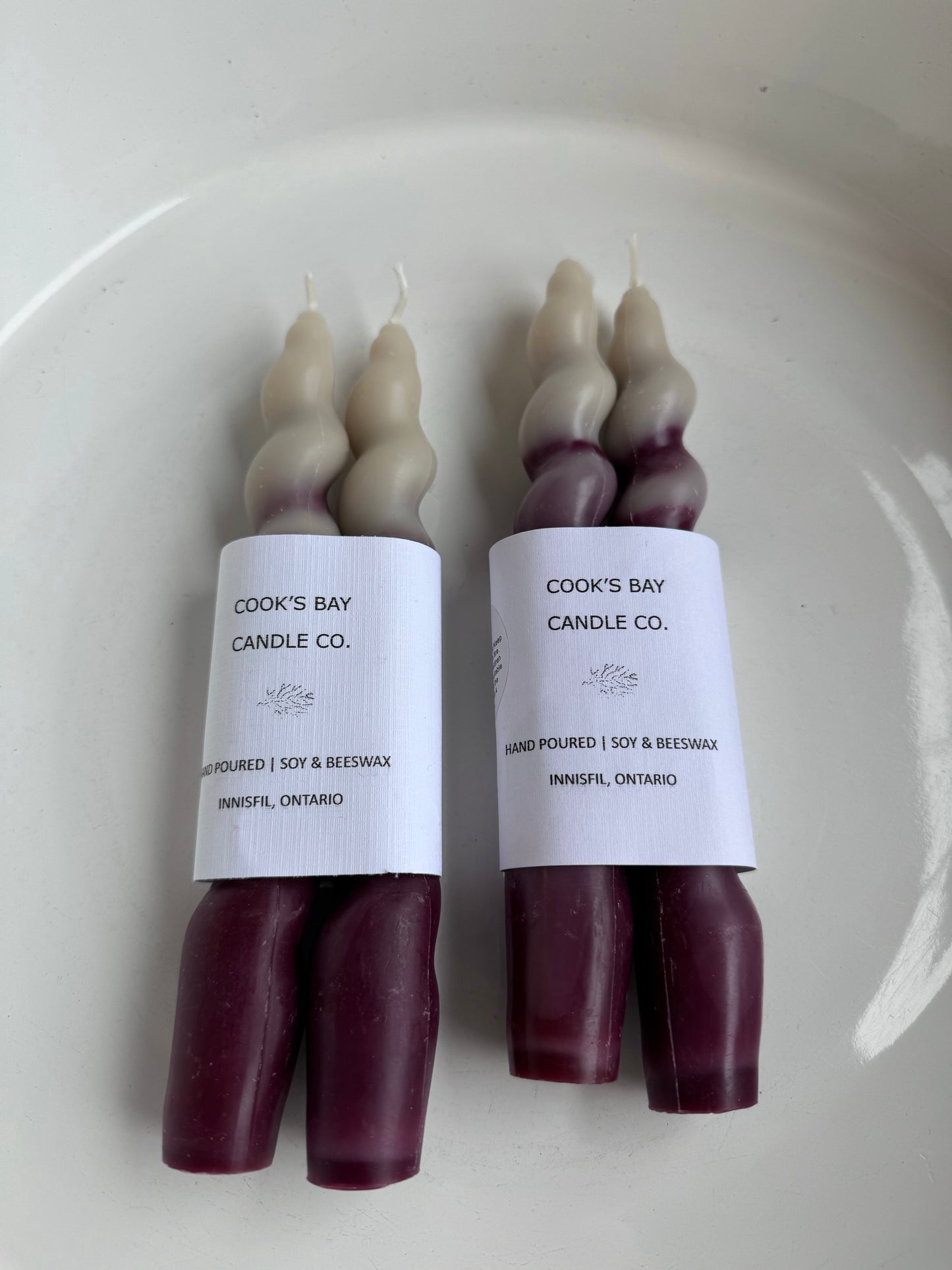 Spiral Tapers 7” Candles - Soy & Beeswax