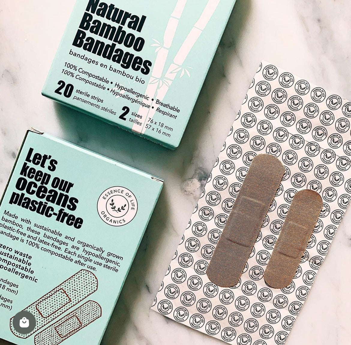 100% biodegradable Bamboo bandages, 20 strips (2 sizes)