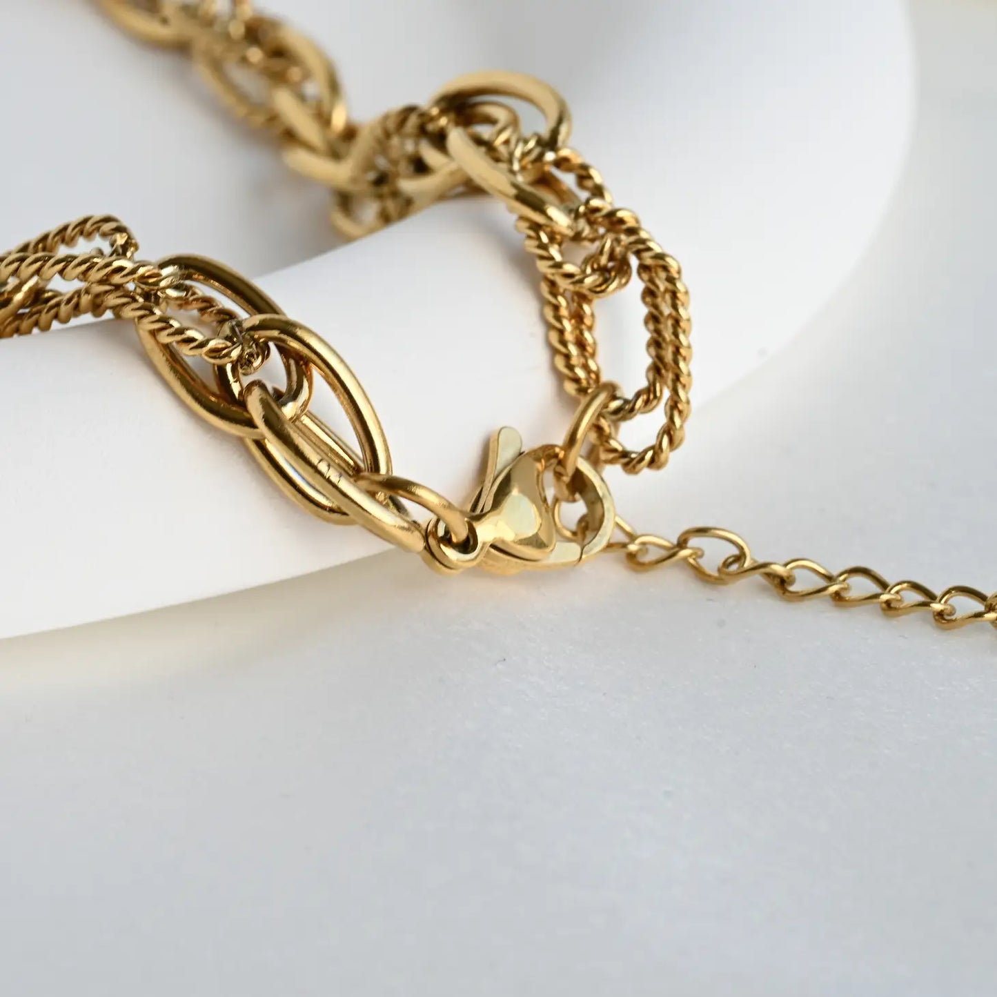 Dual Chain Necklace - Twist Link Chain Necklace