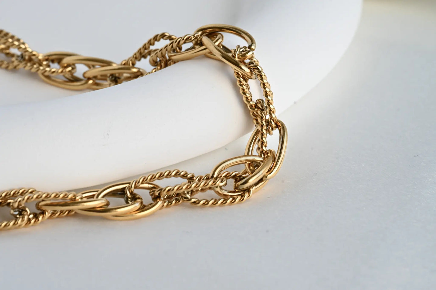 Dual Chain Necklace - Twist Link Chain Necklace
