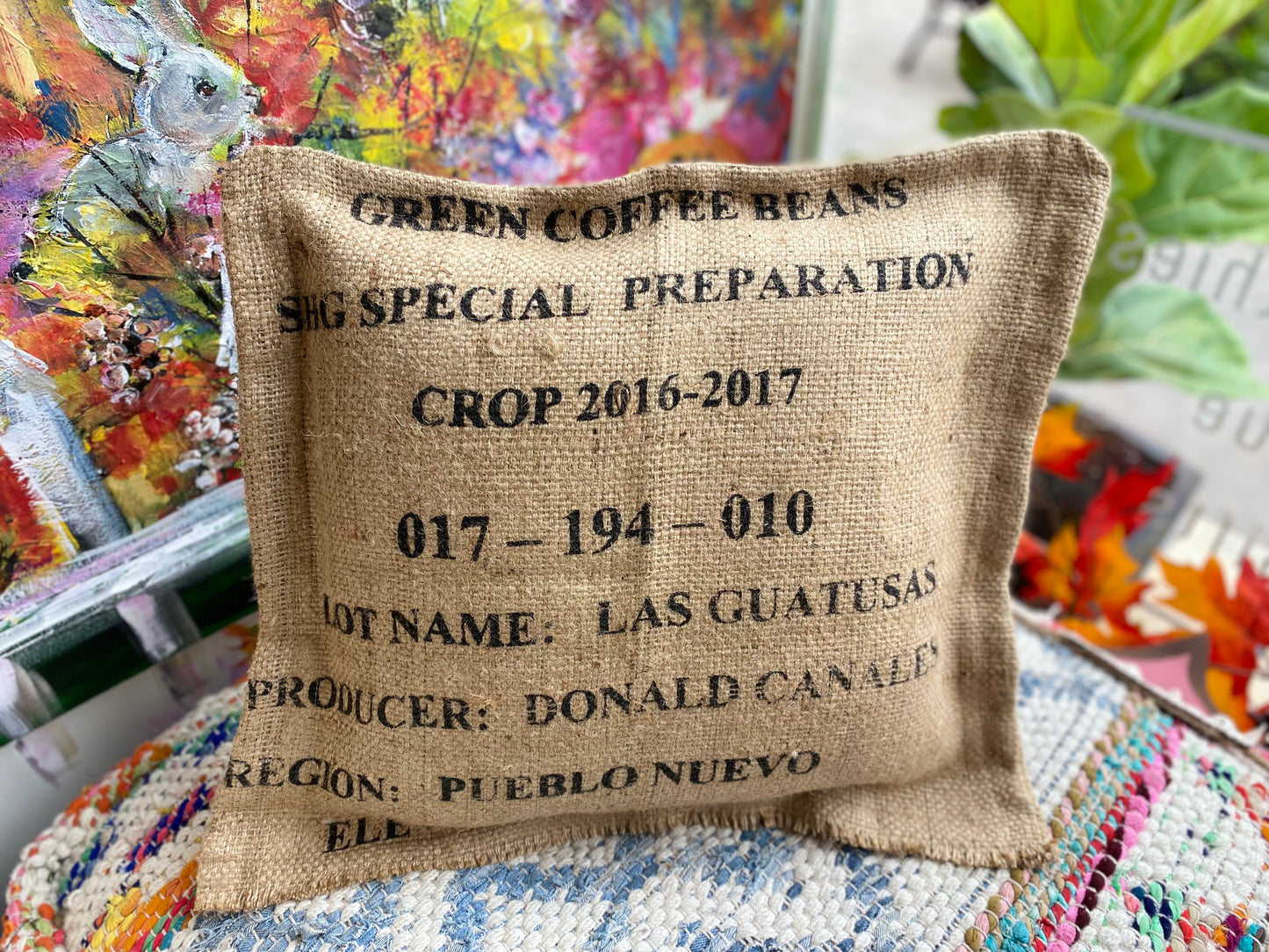 Burlap Coffee Bean Sack Pillow