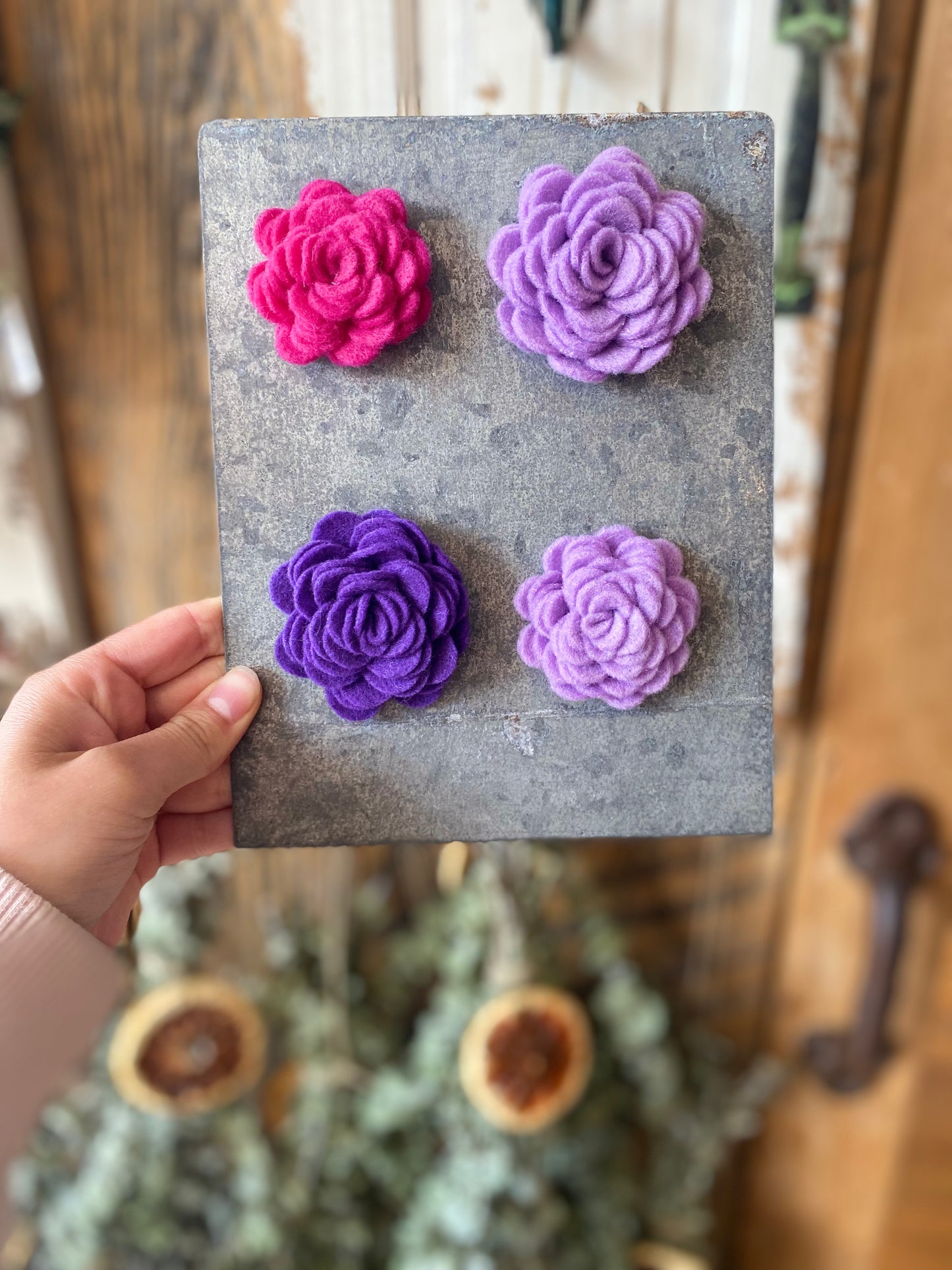 Felt Flower Magnet DIY KIT - Pink & Green