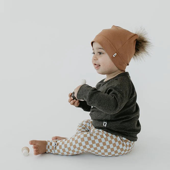 Toddler 6-24m Pom Pom Beanie | Caramel