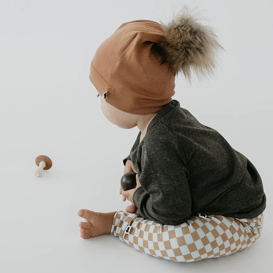 Toddler 6-24m Pom Pom Beanie | Caramel