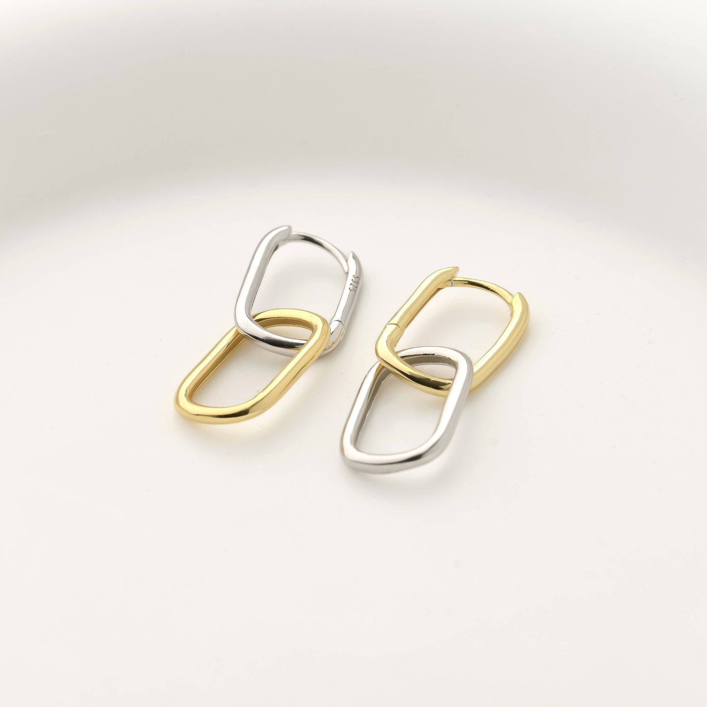 Gold Link Chain Hoops - Sterling Silver Removable U Hoops