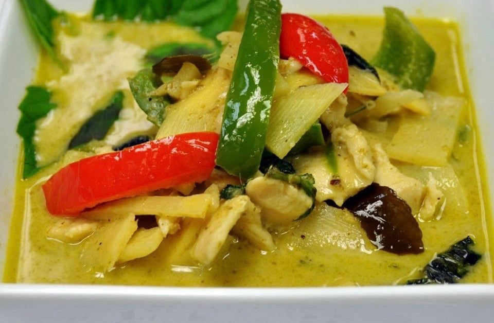 Green Thai Chicken Curry with Rice + Spring Rolls