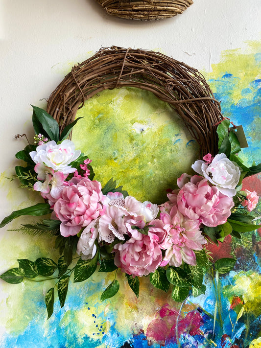 Light Pink Floral & Greenery Wreath