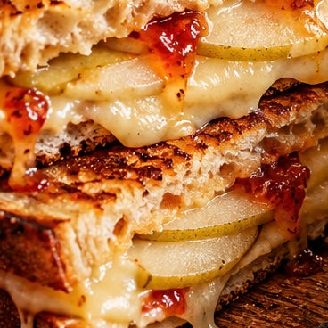 Pear + Gouda Grilled Cheese with Butternut Squash + Apple Soup