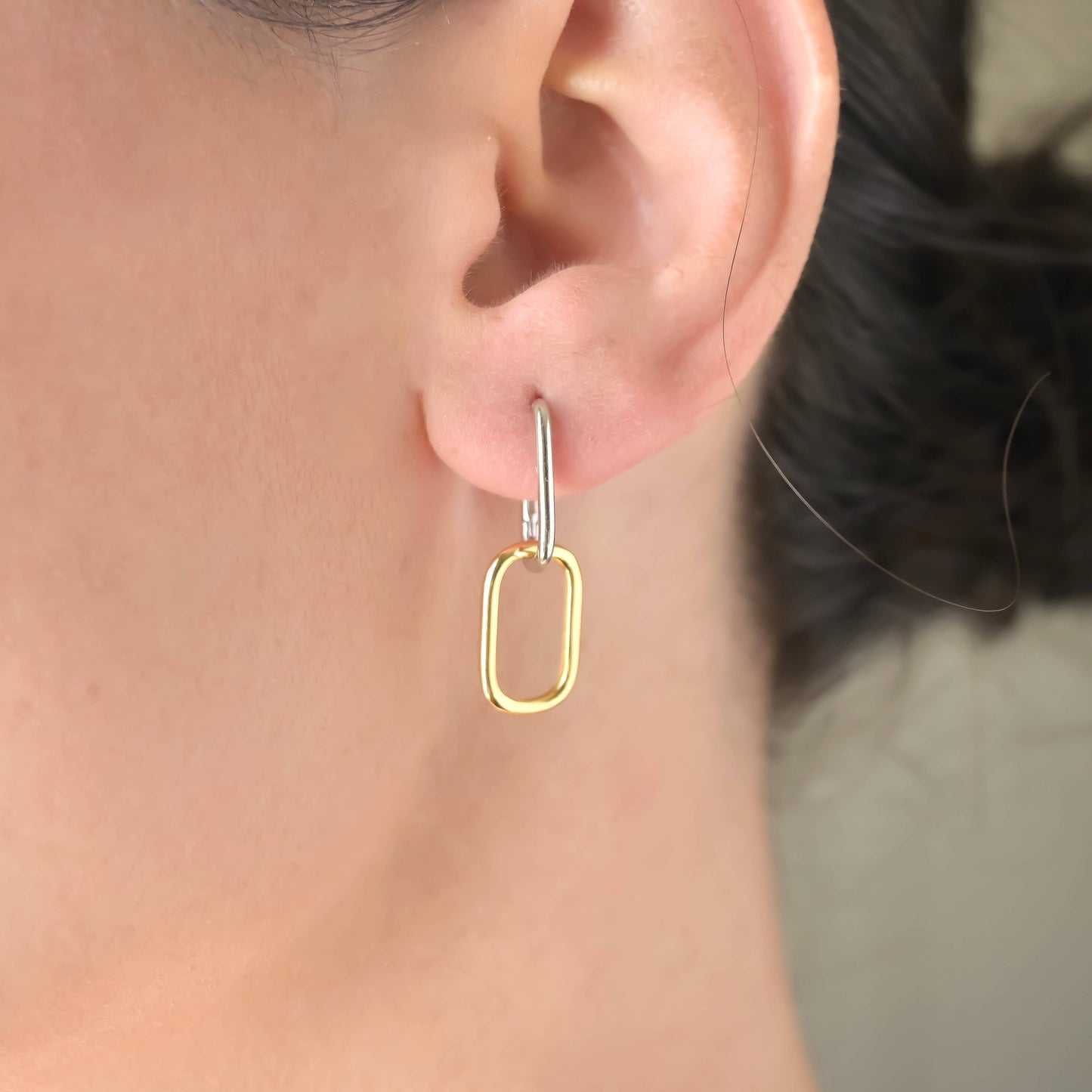 Gold Link Chain Hoops - Sterling Silver Removable U Hoops