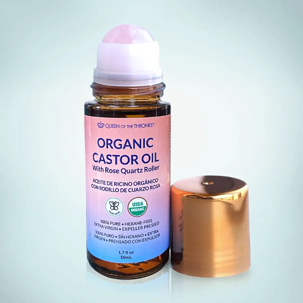 Organic Castor Oil Roll-On with Rose Quartz 1.7oz (50ml)