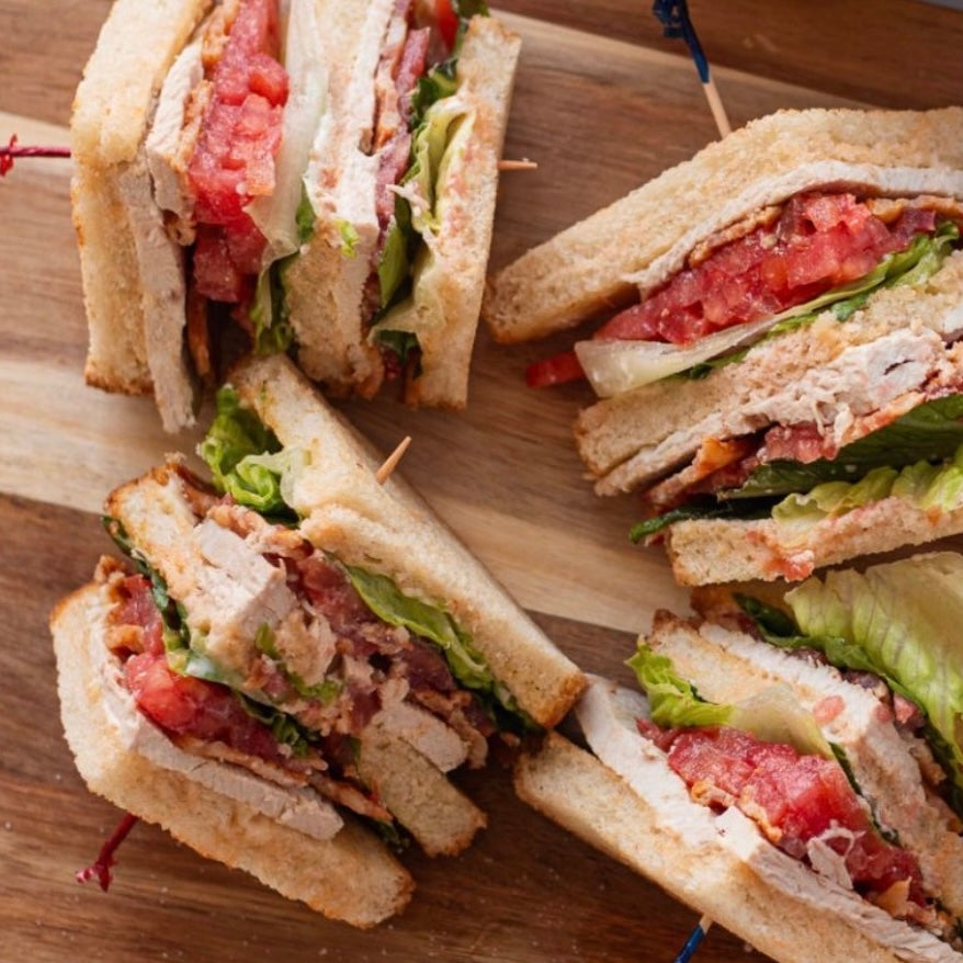 Turkey Bacon Club Sandwich + Honey Crisp Coleslaw