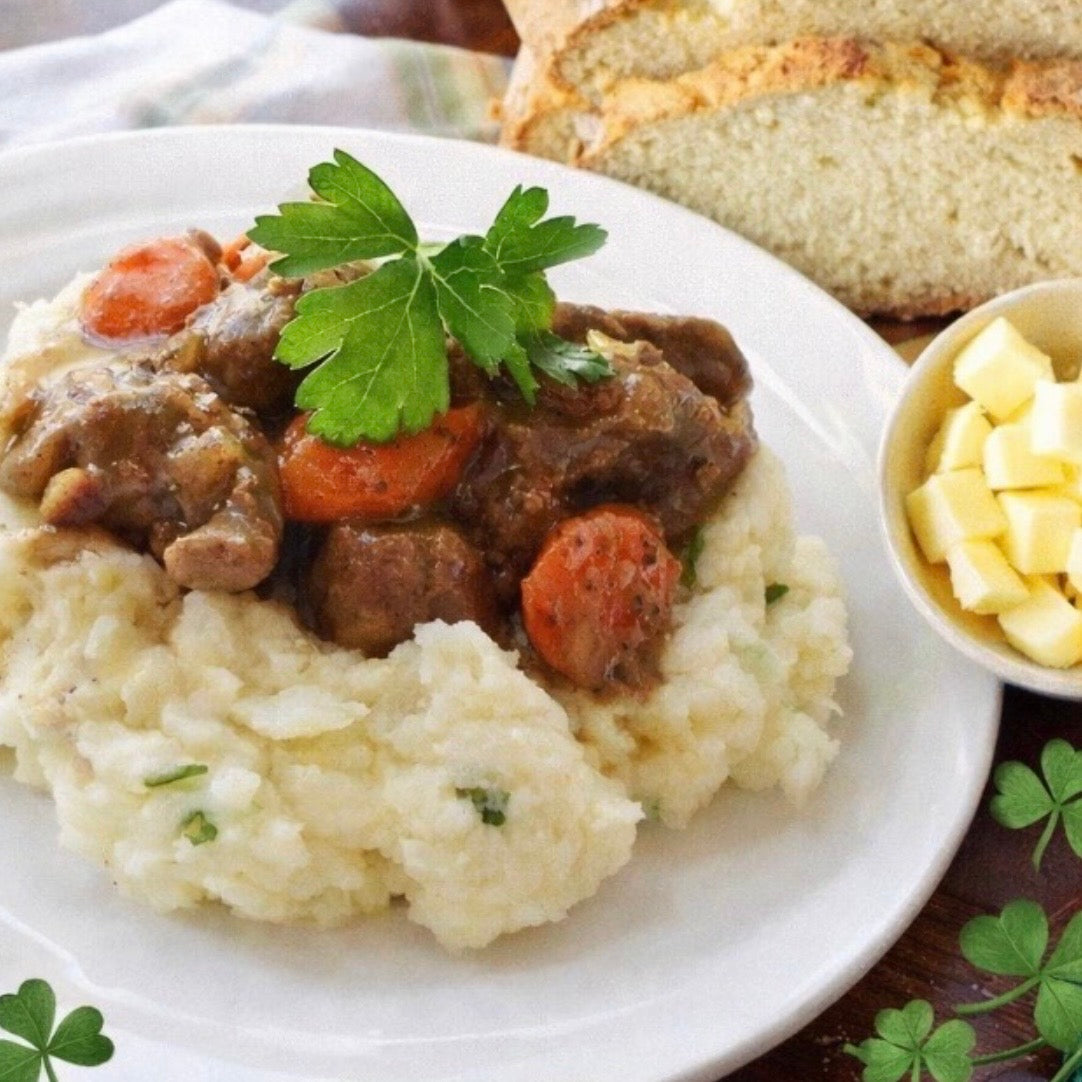 Irish Stew with Colcannon Mash Potatoes + Irish Soda Bread