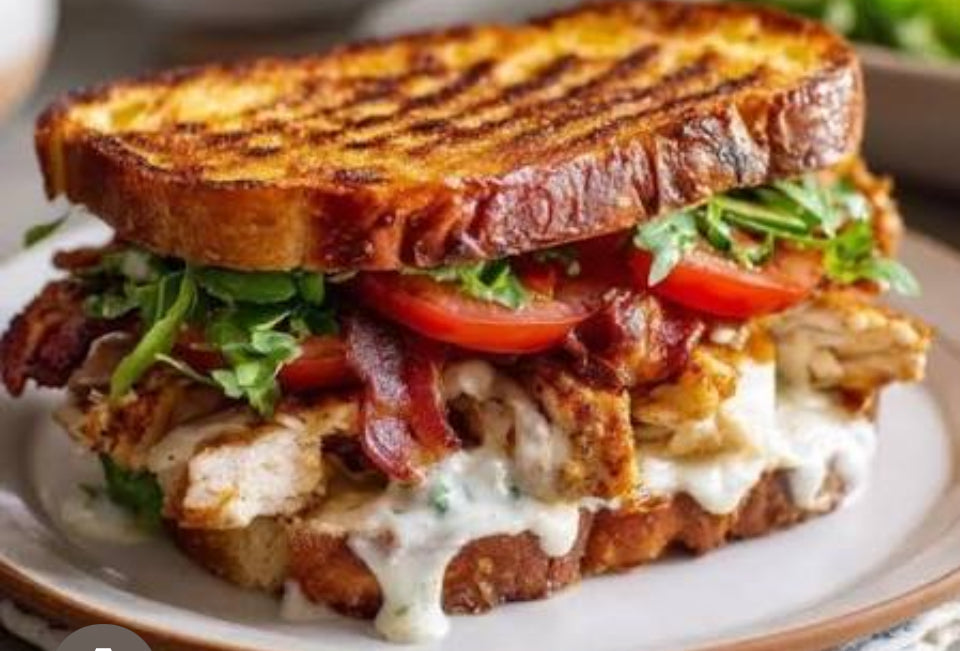 Chicken Bacon + Pumpkin Aioli Club Sandwich & Corn + Cheddar Chowder