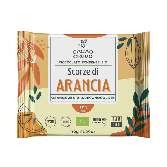 77% Cacao Raw Dark Chocolate with Orange Zest