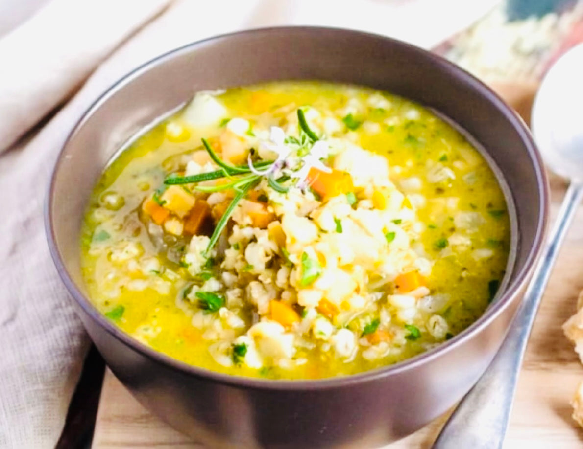 Peameal Bacon Sandwich + Vegetable Barley Soup