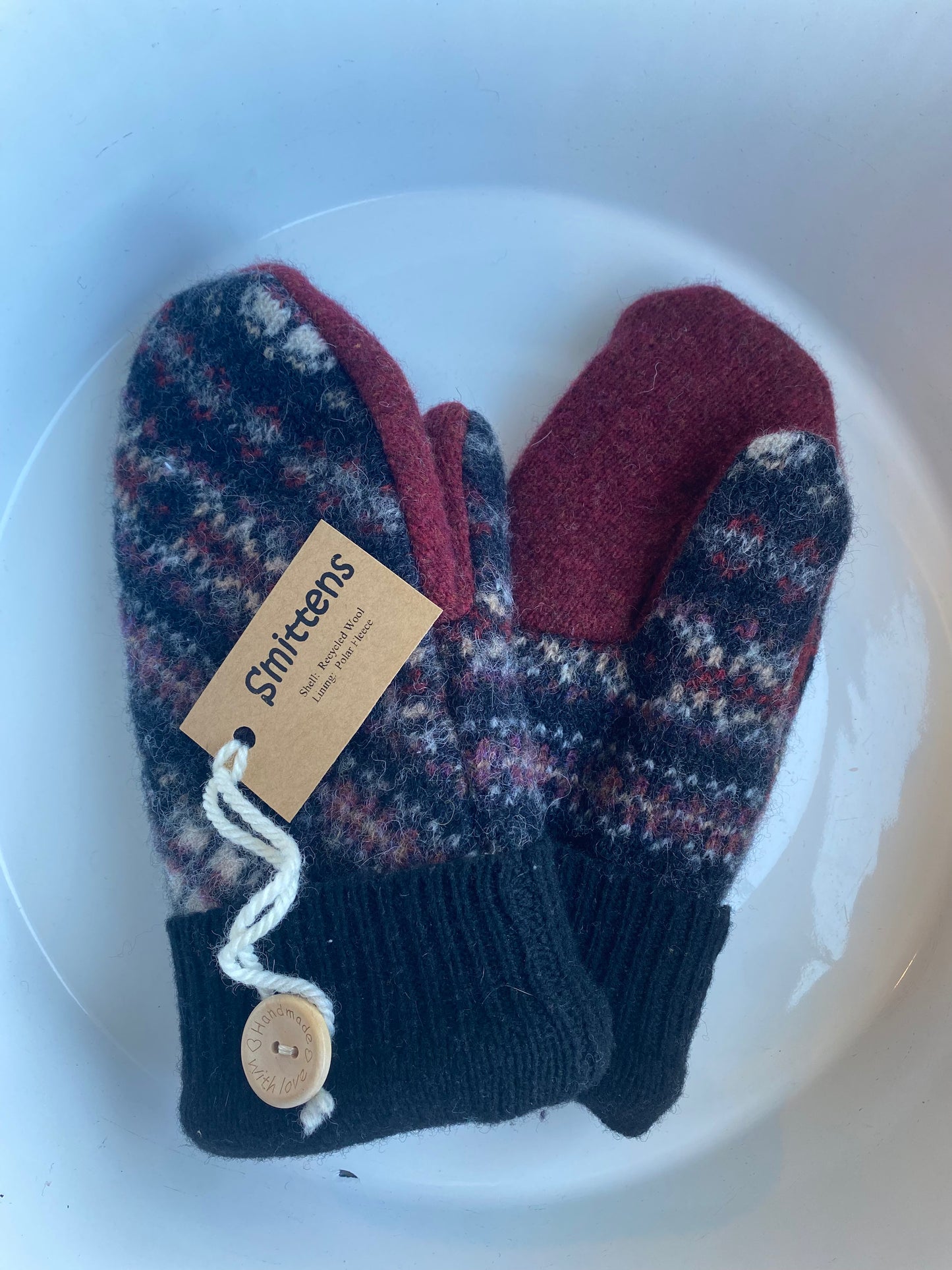 Smittens - Wool Maroon & Navy Patterned