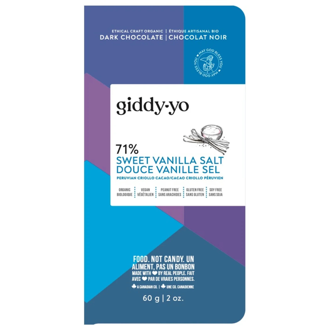 60G SWEET VANILLA SALT 71% DARK CHOCOLATE BAR