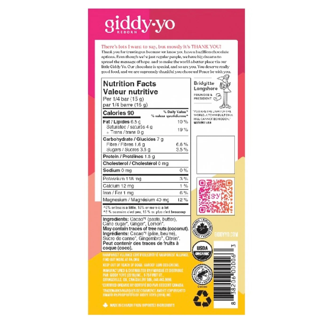 60G GINGER LEMON 76% DARK CHOCOLATE BAR