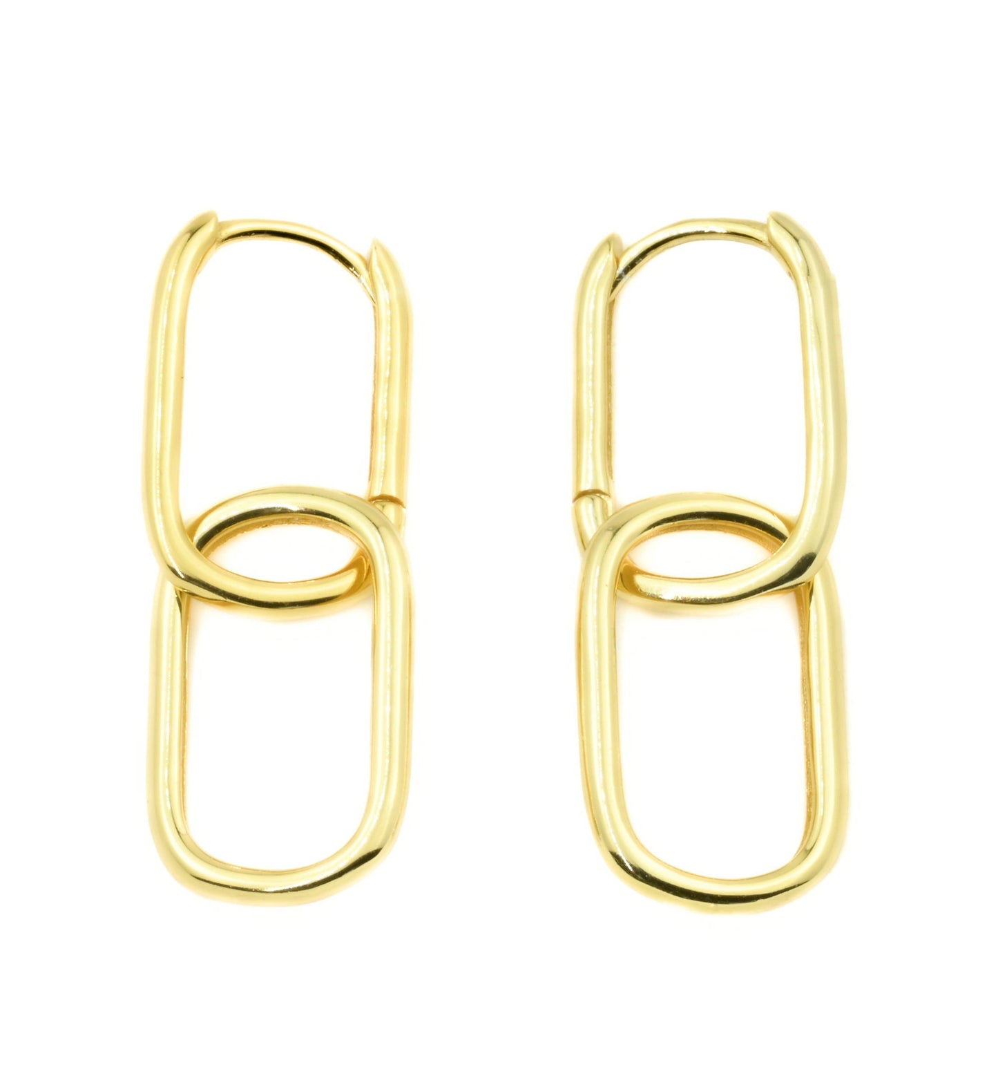 Gold Link Chain Hoops - Sterling Silver Removable U Hoops