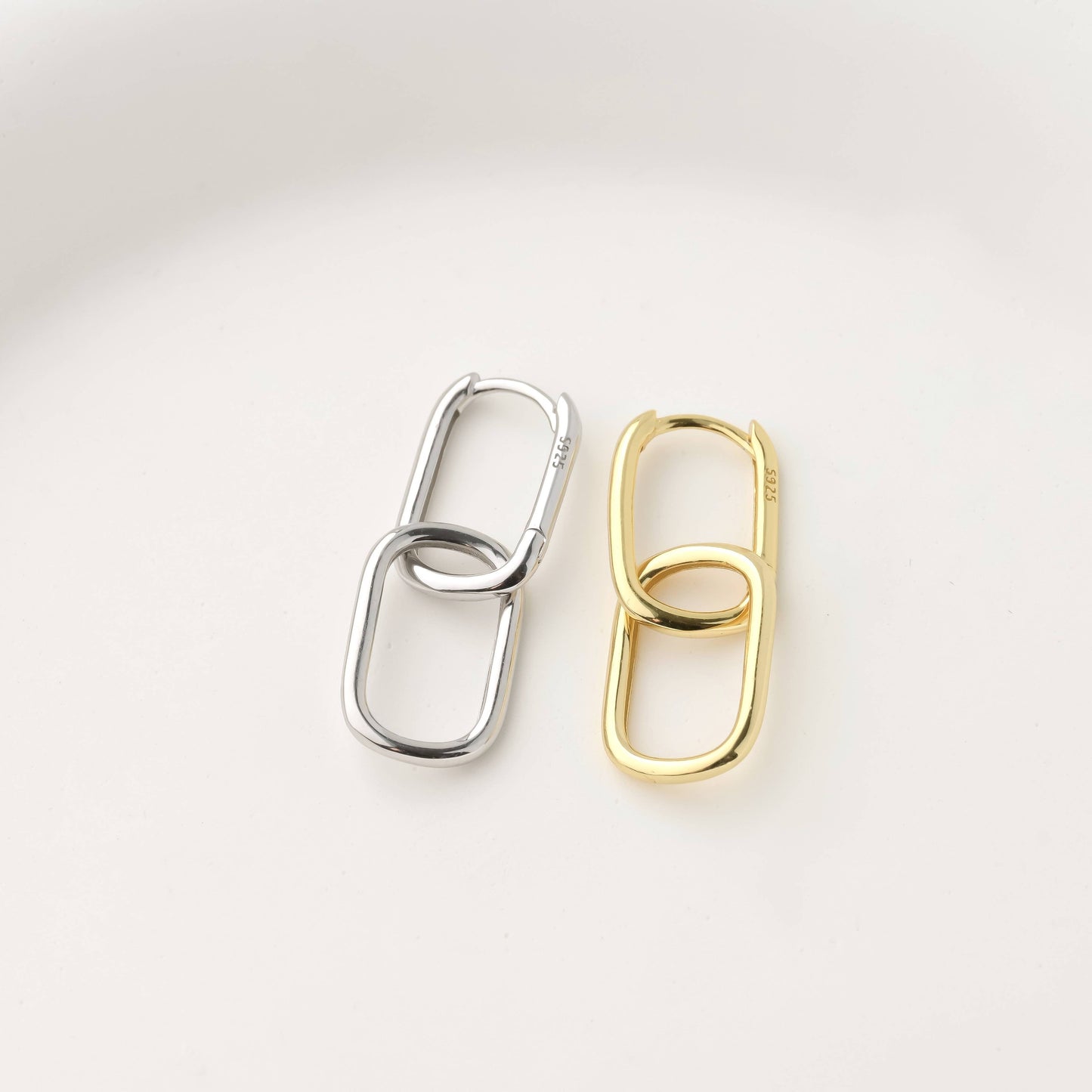 Gold Link Chain Hoops - Sterling Silver Removable U Hoops