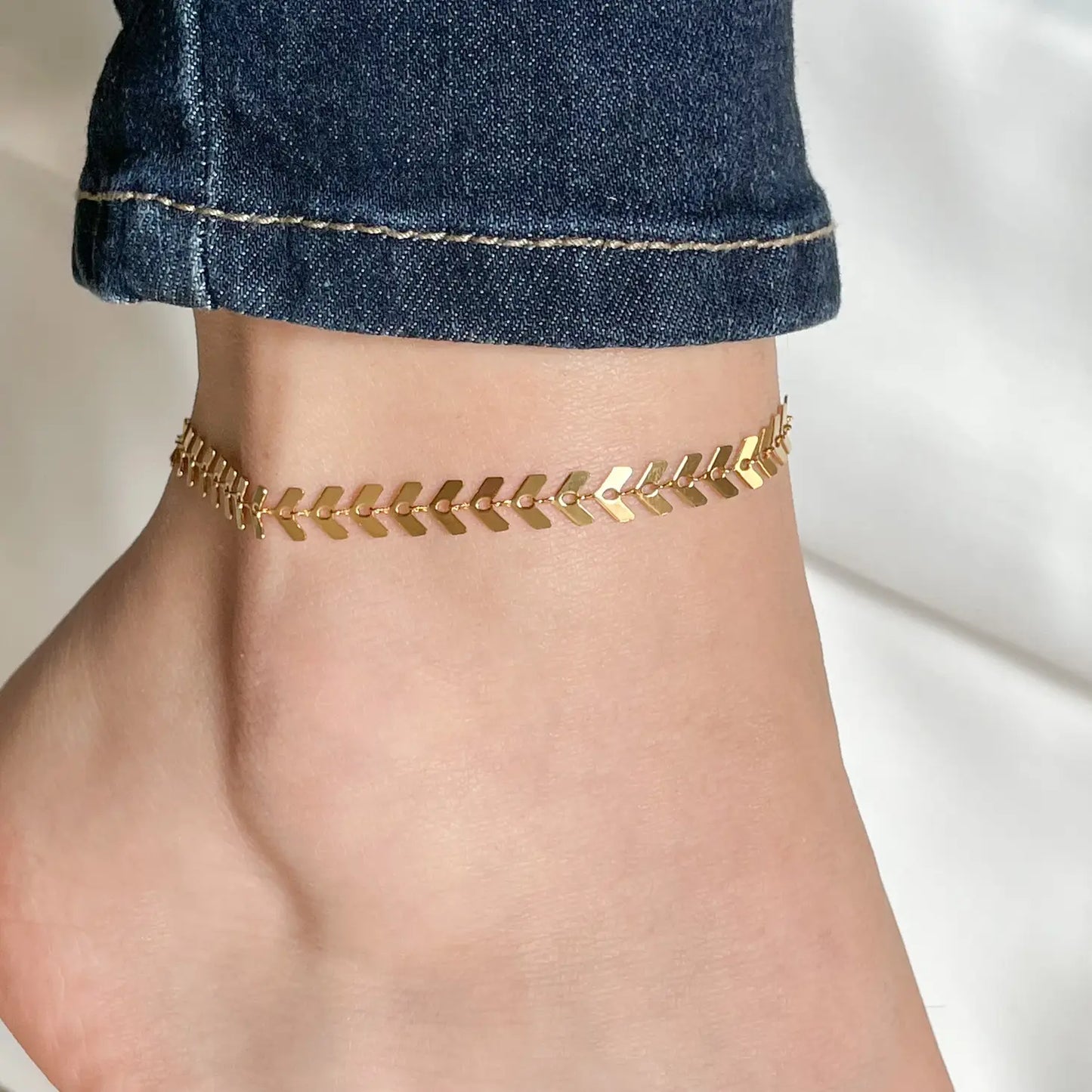 Chevron Chain Anklet Dainty Gold Anklet The Bridge Social