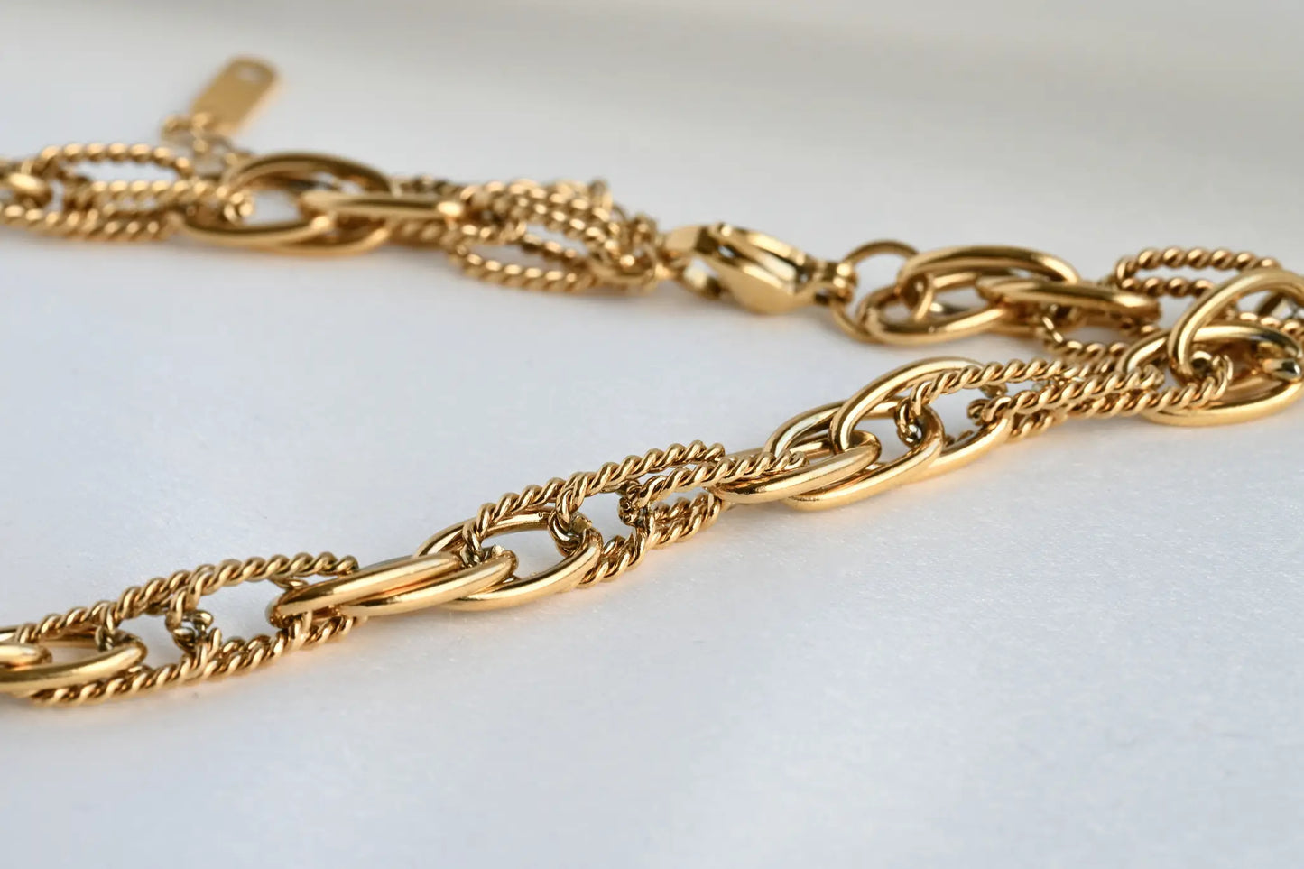 Dual Chain Necklace - Twist Link Chain Necklace
