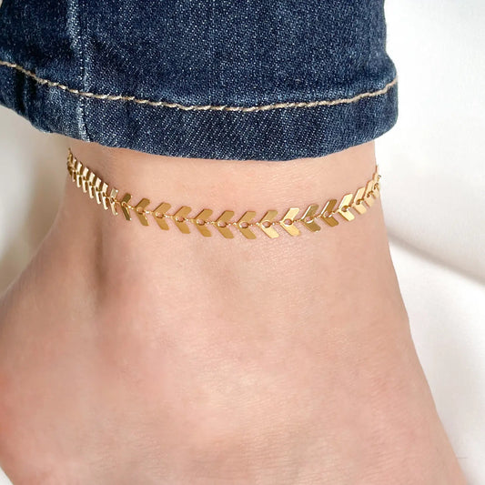 Chevron Chain Anklet - Dainty Gold Anklet