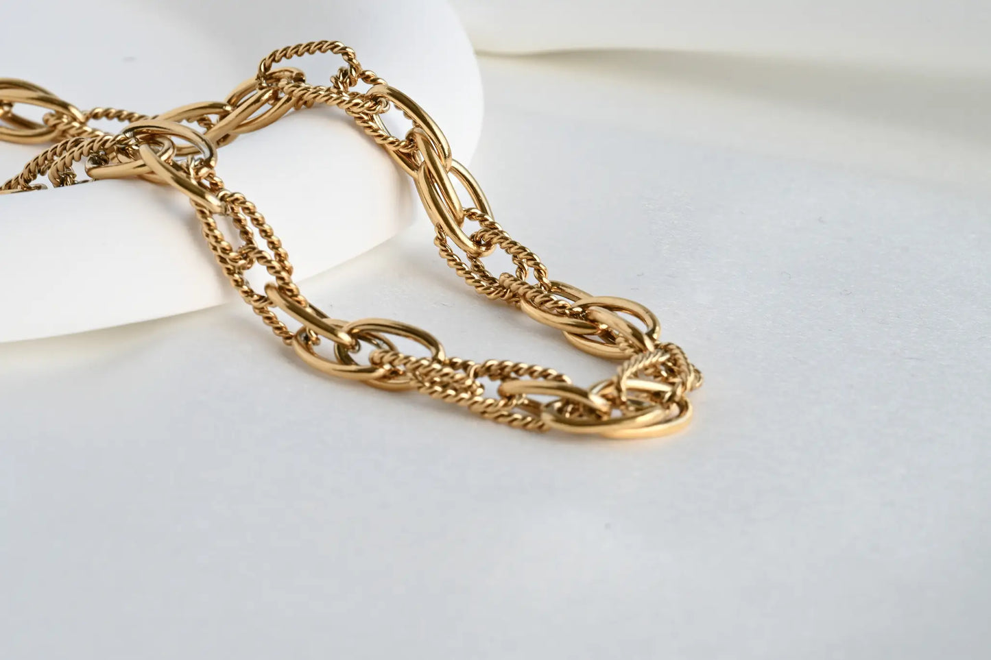 Dual Chain Necklace - Twist Link Chain Necklace