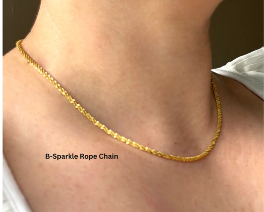 Sparkle Rope (B) Dainty Gold Necklaces - 18k Gold Pvd Plated Chains
