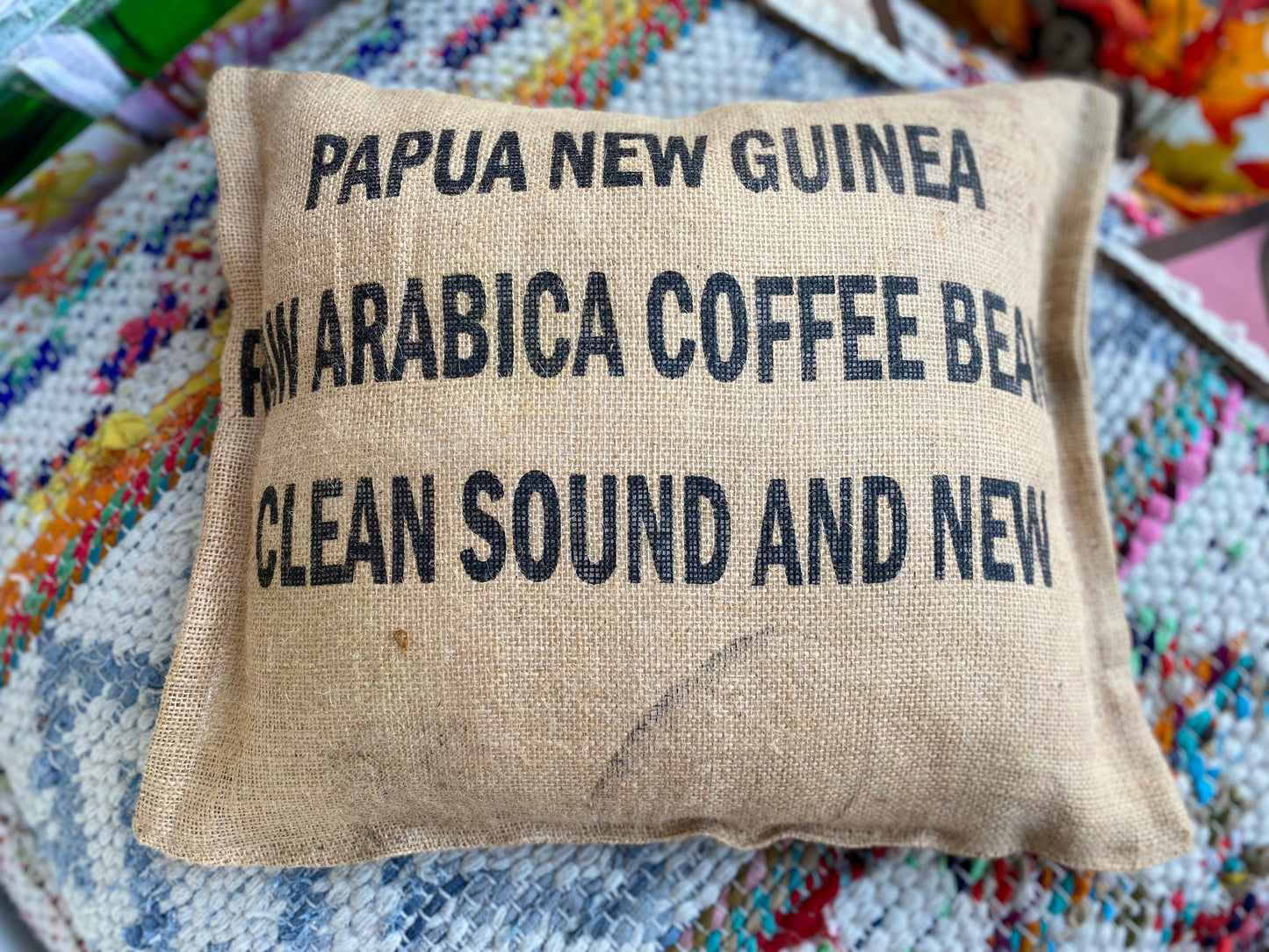 Burlap Coffee Bean Sack Pillow