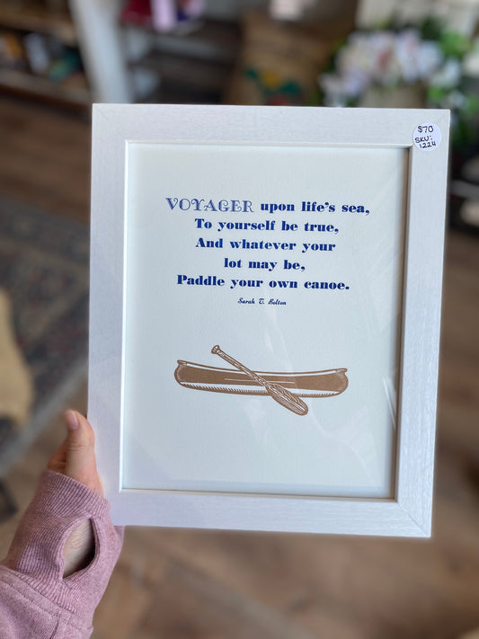 Paddle Your Own Canoe Quote FRAMED