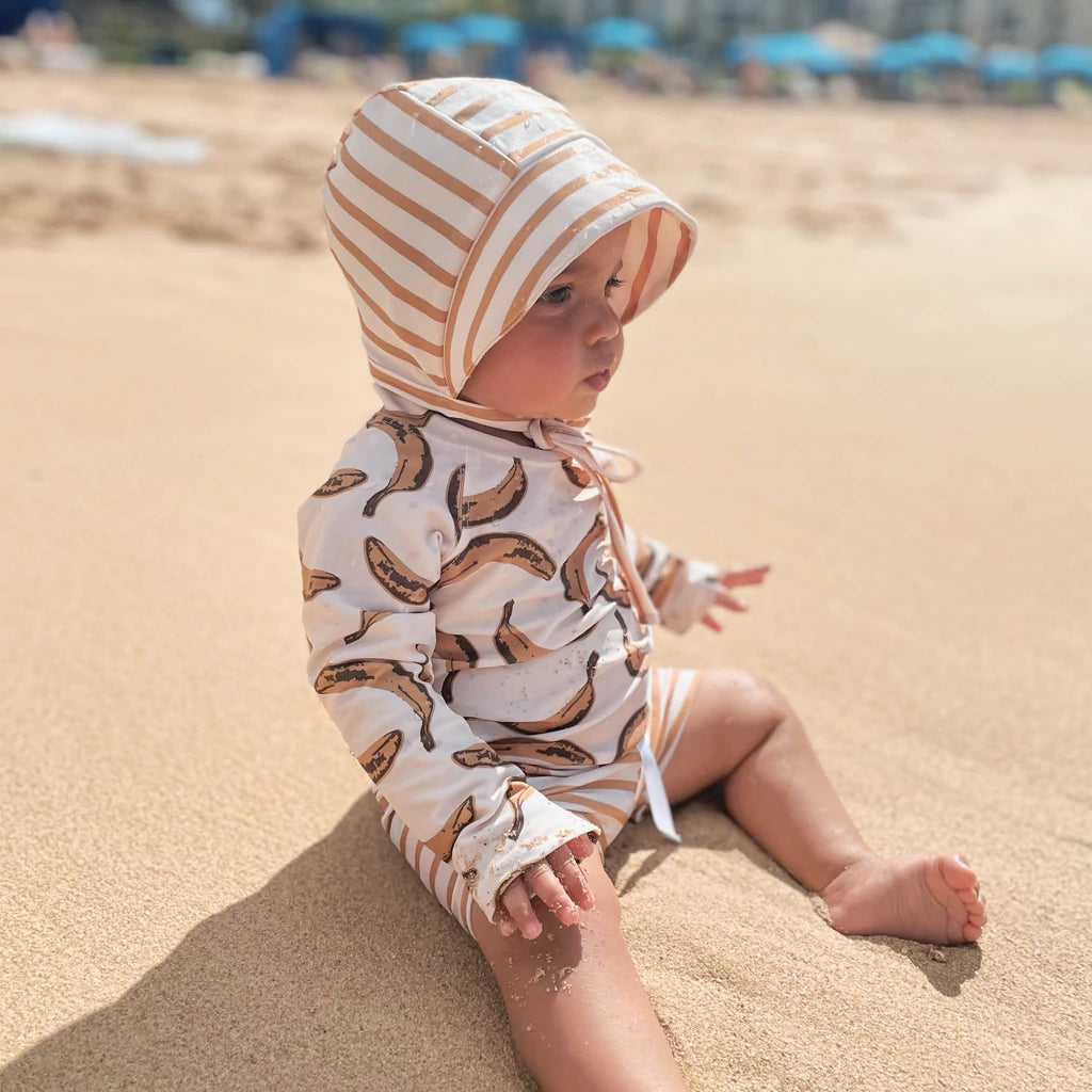 Child 2T-4T UPF50+ Swim Bonnet | Honey Stripe