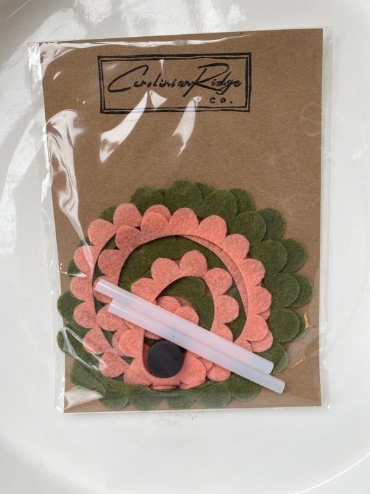 Felt Flower Magnet DIY KIT - Pink & Green