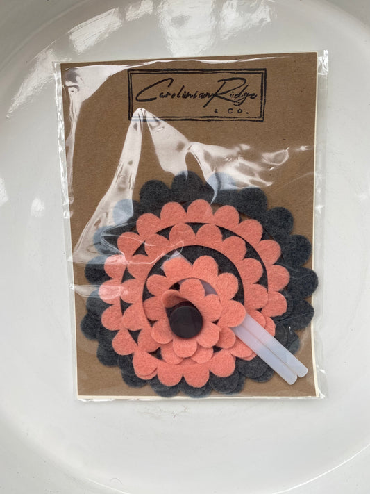 Felt Flower Magnet DIY KIT - Pink & Grey
