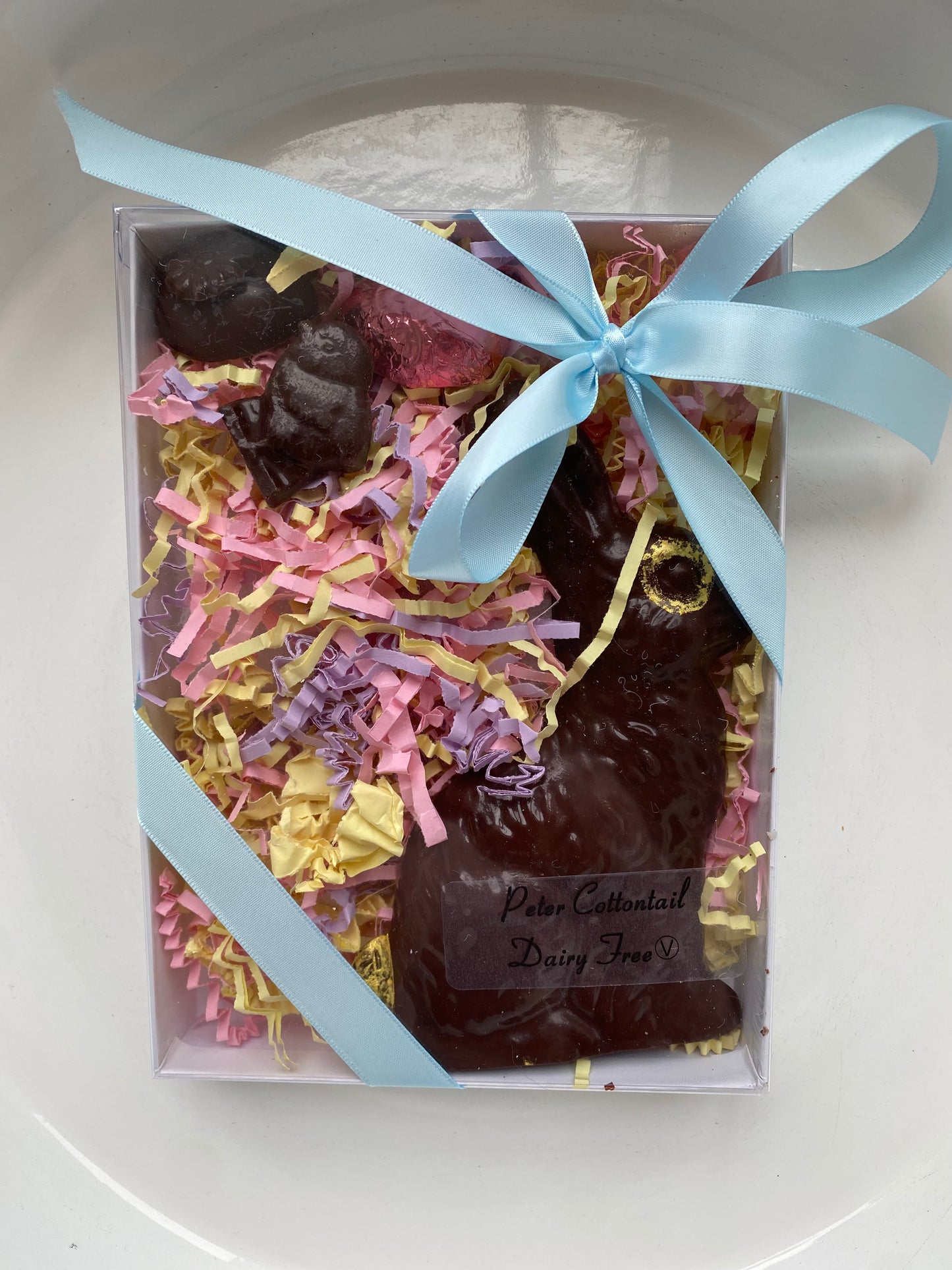 Peter Cotton Tail with Foil Egg, Caramel Egg & Chocolate Chick - Dark Chocolate