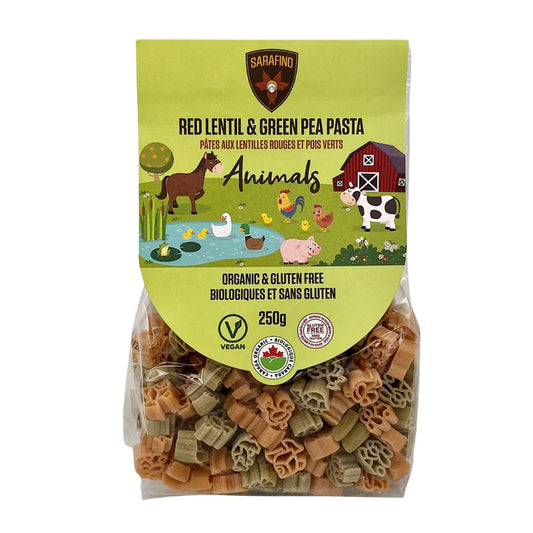 RED LENTIL & GREEN PEA PASTA, ANIMAL SHAPES
