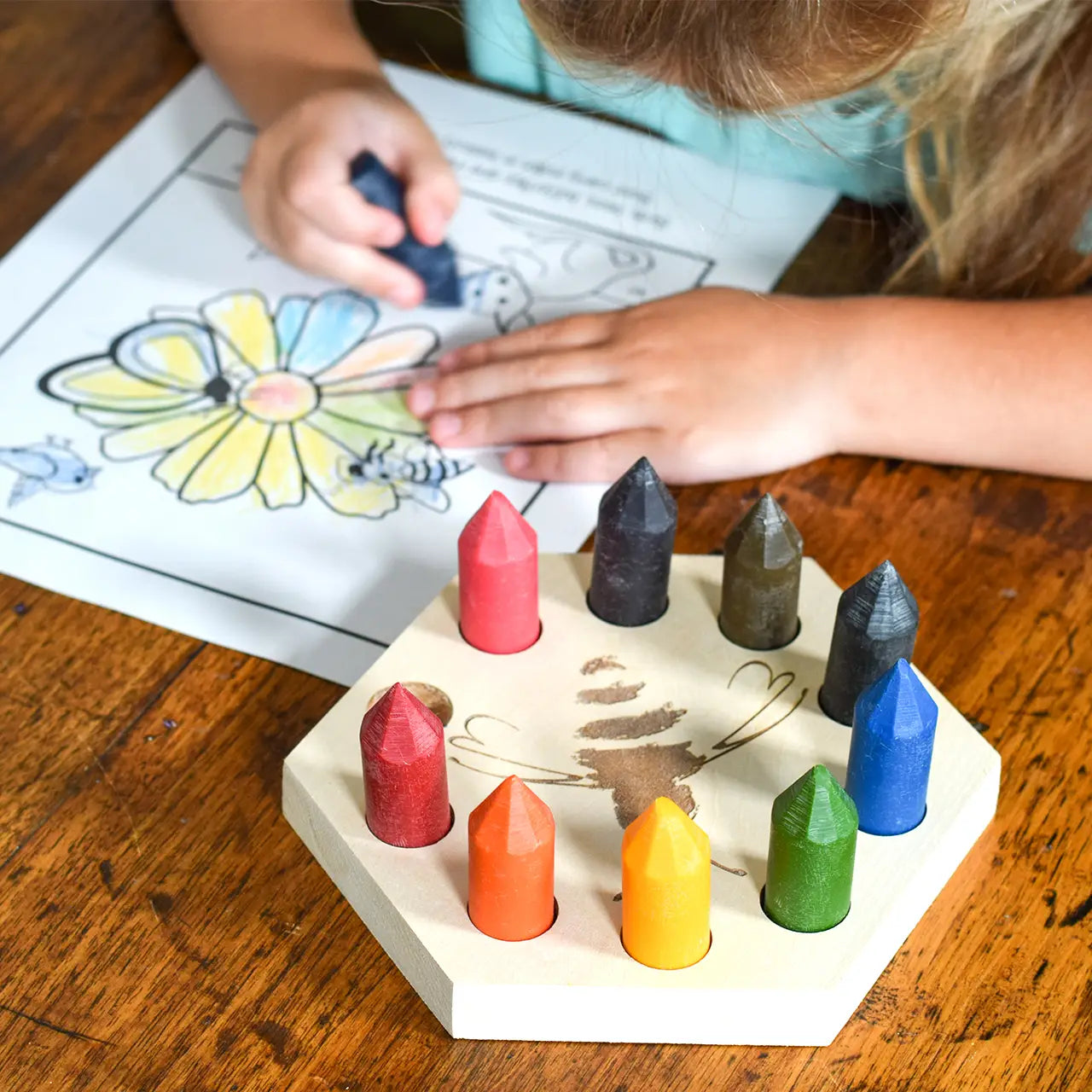 Beeswax Crayons Plus Wooden Caddy (Set of 8)