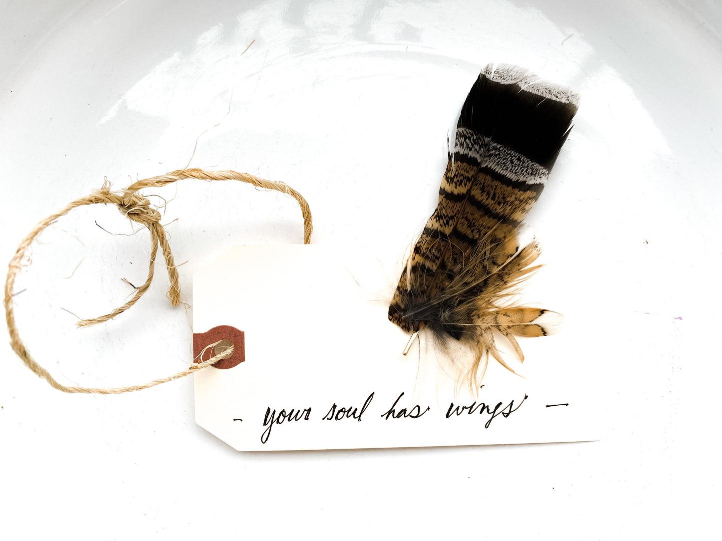 Feather Hair Pin and Inspirational Gift Tag